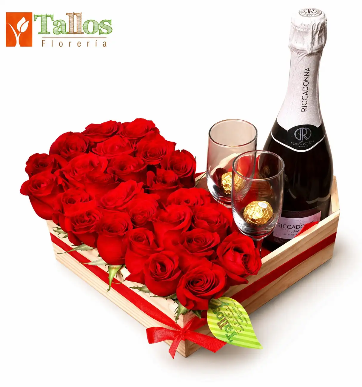 Riccadonna en corazón de rosas rojas para regalar detalle romántico con delivery de flores en Lima