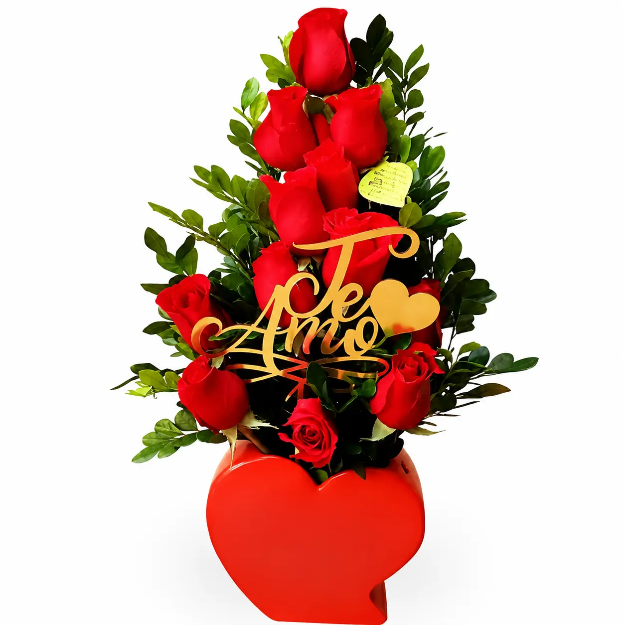 rreglo floral de rosas rojas en florero para amor delivery de flores en Lima
