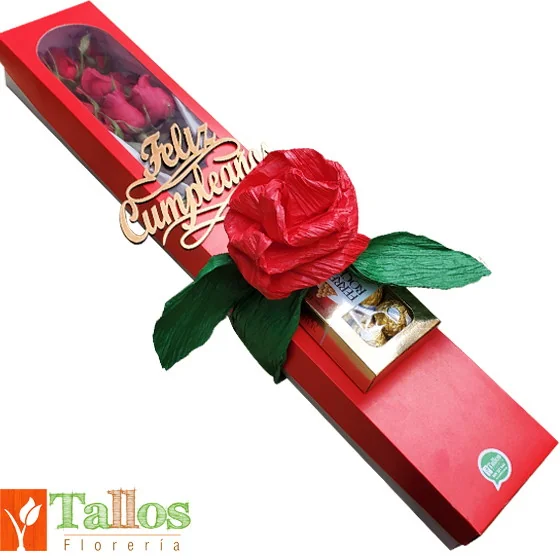 caja de rosas rojas con chocolates para cumpleaños con entrega en Lima