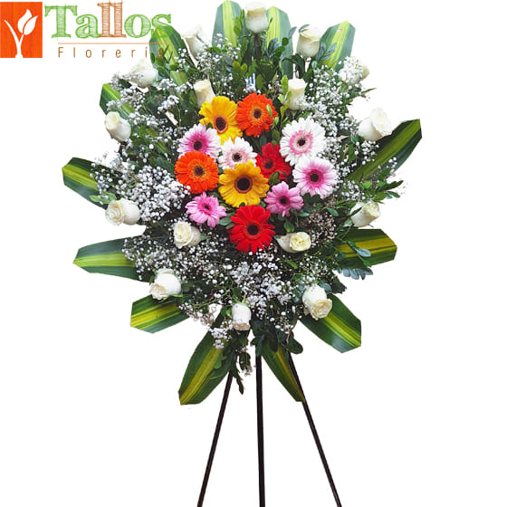 arreglo floral colorido con gerberas y rosas para inauguraciones o aniversarios delivery de flores en Lima