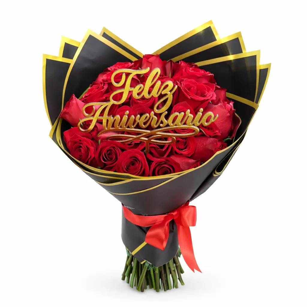ramo buchón de rosas rojas de aniversario para regalo romántico delivery de flores en Lima