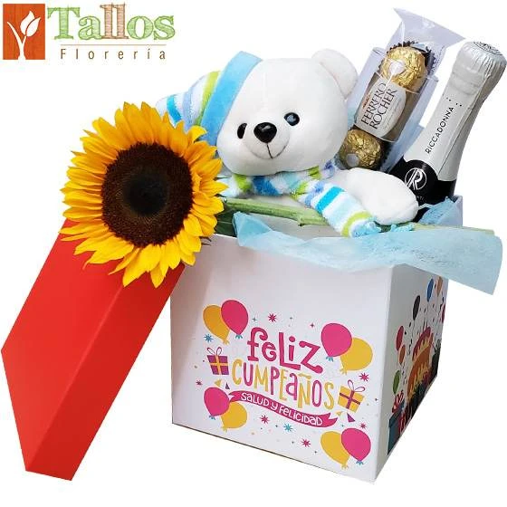 cajita brindis de cumpleaños para regalo especial delivery de flores en Lima