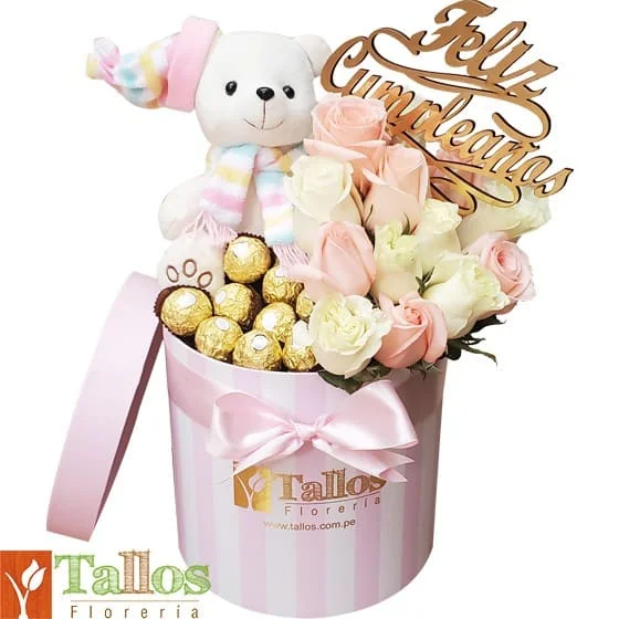 peluche de cumpleaños con flores para regalo especial delivery de flores en Lima