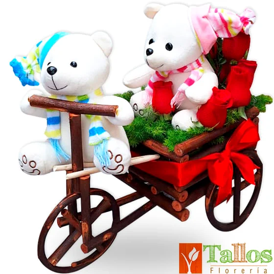bicicleta con rosas rojas para regalo romántico delivery de flores en Lima