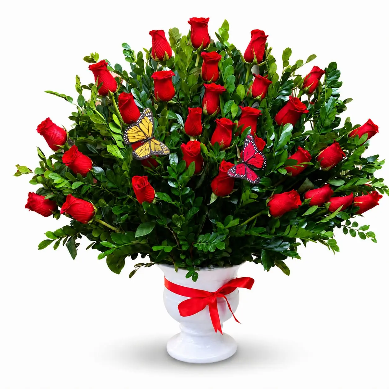 Rosas Rojas y Mariposas en Copón Elegante | Entrega en Lima