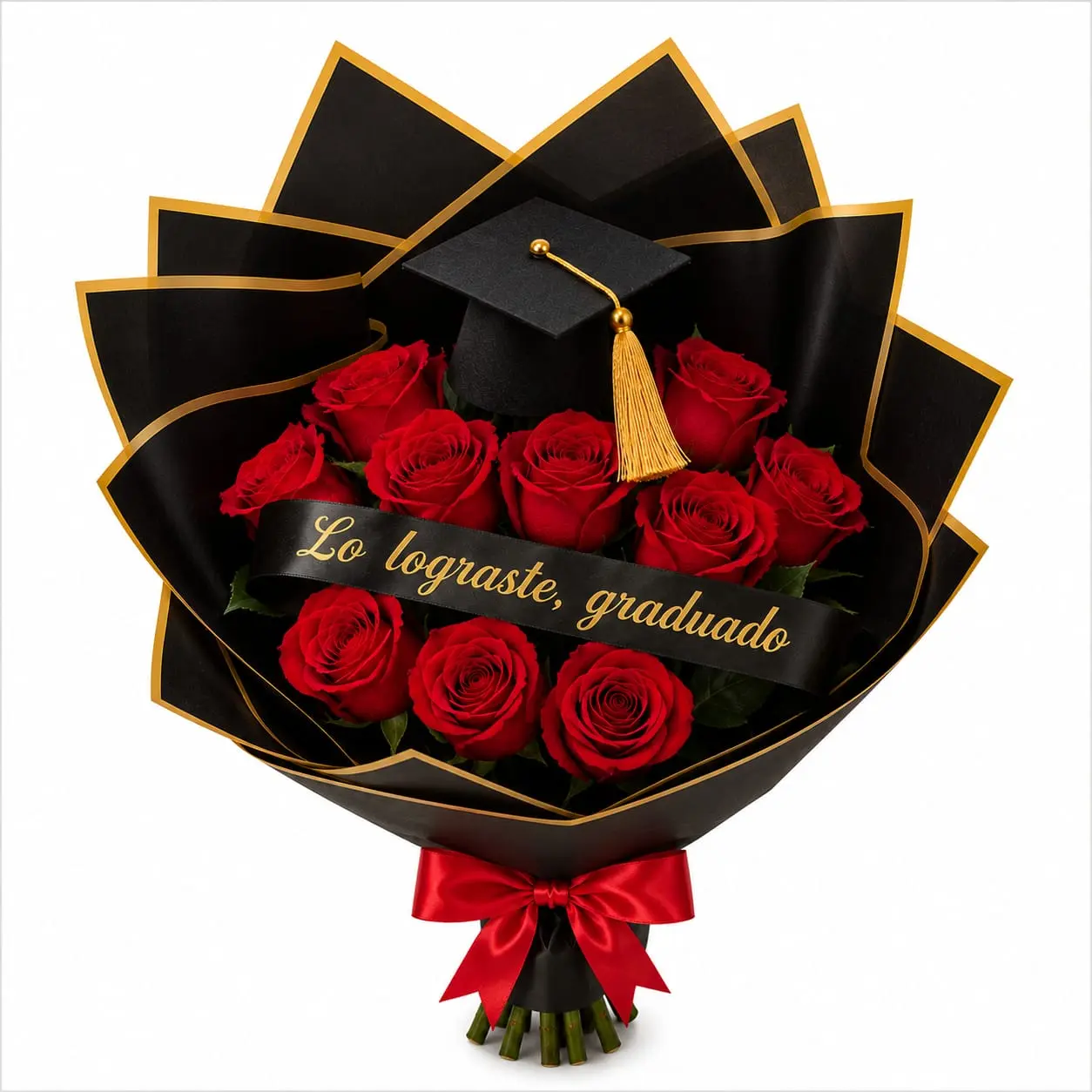 ramo de 12 rosas rojas para graduación con delivery de flores en Lima