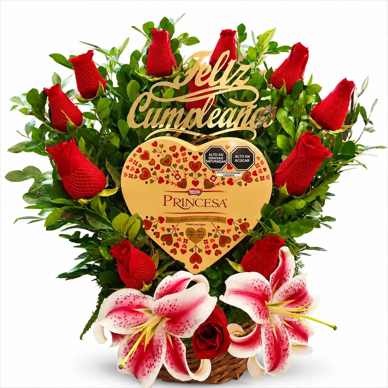 rosas rojas con chocolates para cumpleaños regalo especial con delivery de flores en Lima