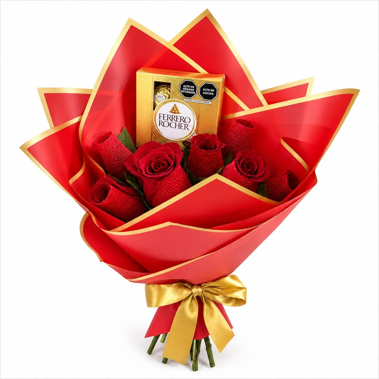 ramo de rosas rojas con chocolates para regalar detalle romántico con delivery de flores en Lima