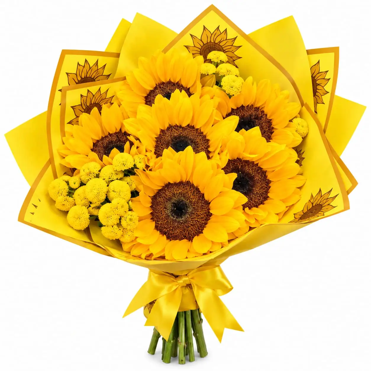 ramo buchón de 6 girasoles para regalar detalle especial con delivery de flores en Lima